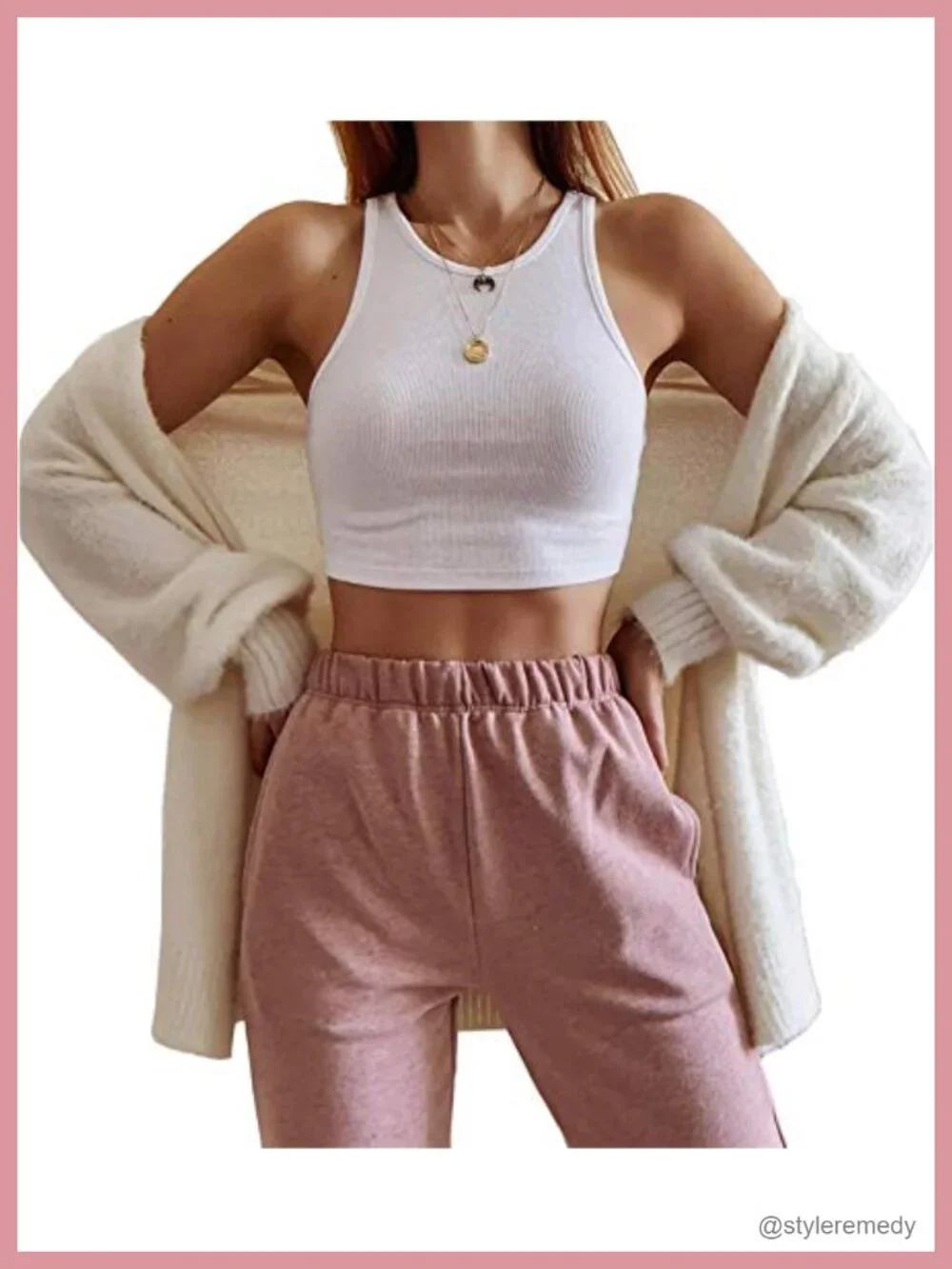 Sleeveless Rib-Knit High Neck Crop Tank Top Racerback Slim Fit